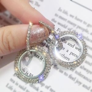 Double Sparkle Crystal Hoop Earrings